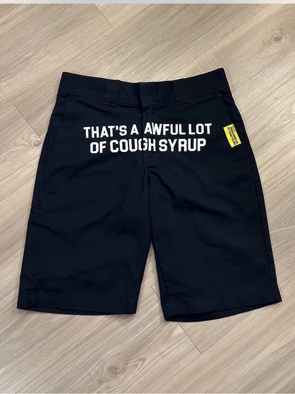 Dickies Black Shorts with White Back Graphic